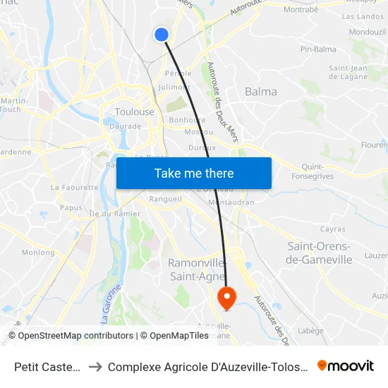 Petit Castelet to Complexe Agricole D'Auzeville-Tolosane map