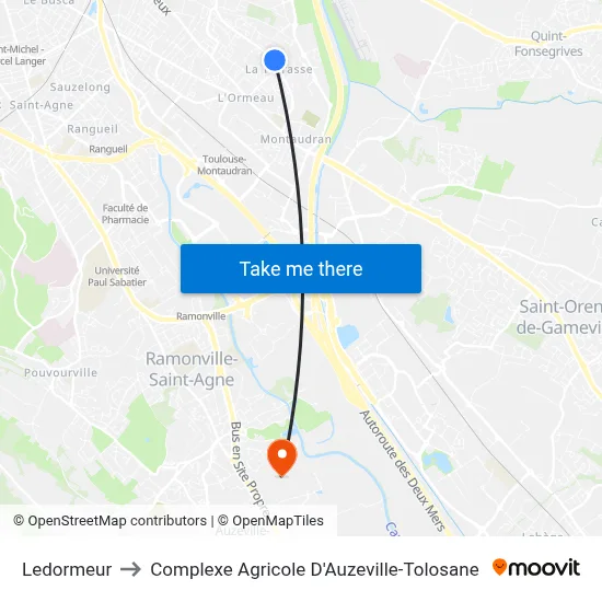 Ledormeur to Complexe Agricole D'Auzeville-Tolosane map