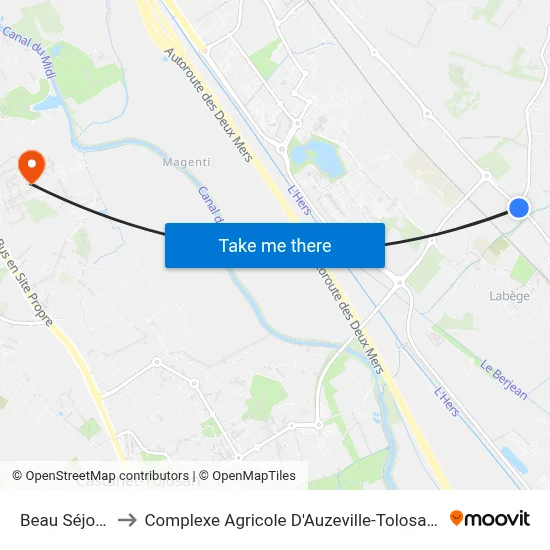 Beau Séjour to Complexe Agricole D'Auzeville-Tolosane map