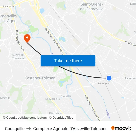 Cousquille to Complexe Agricole D'Auzeville-Tolosane map