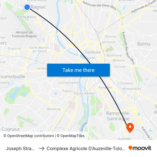 Joseph Strauss to Complexe Agricole D'Auzeville-Tolosane map