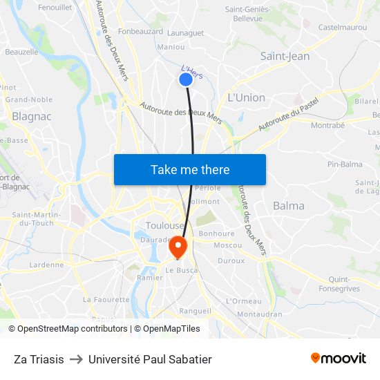 Za Triasis to Université Paul Sabatier map