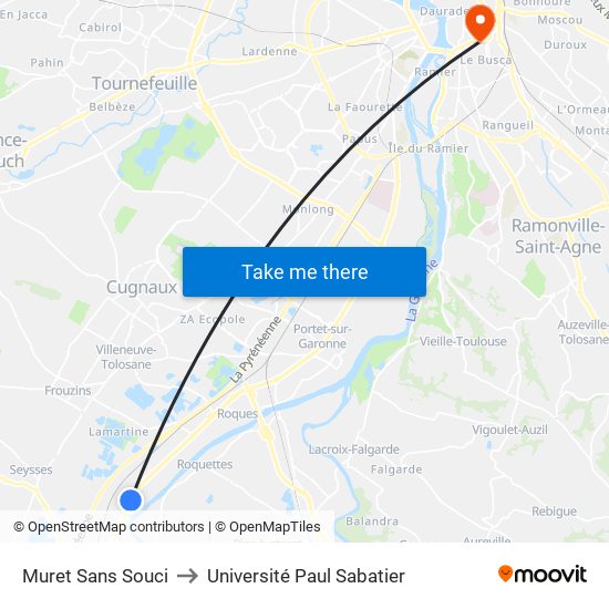 Muret Sans Souci to Université Paul Sabatier map
