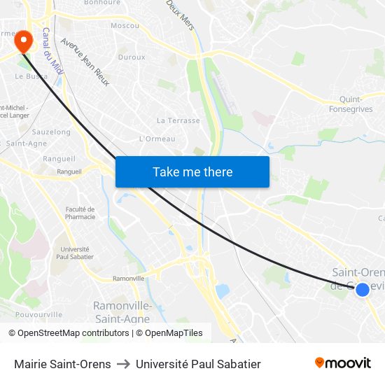 Mairie Saint-Orens to Université Paul Sabatier map