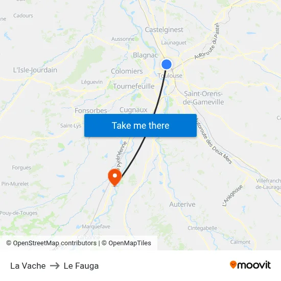 La Vache to Le Fauga map