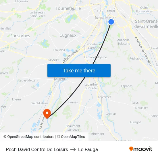 Pech David Centre De Loisirs to Le Fauga map