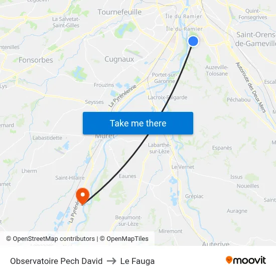 Observatoire Pech David to Le Fauga map