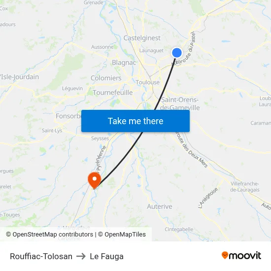 Rouffiac-Tolosan to Le Fauga map