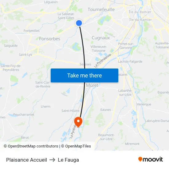 Plaisance Accueil to Le Fauga map
