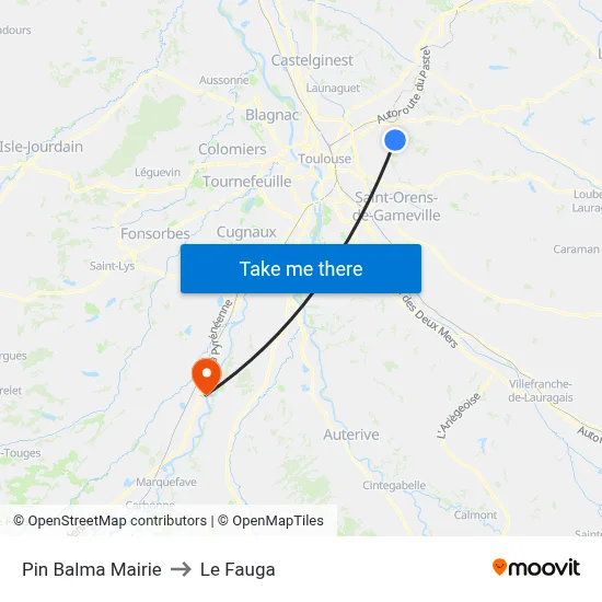 Pin Balma Mairie to Le Fauga map