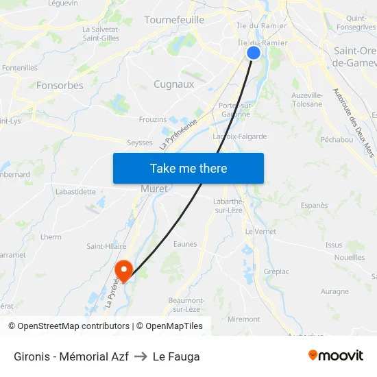 Gironis - Mémorial Azf to Le Fauga map