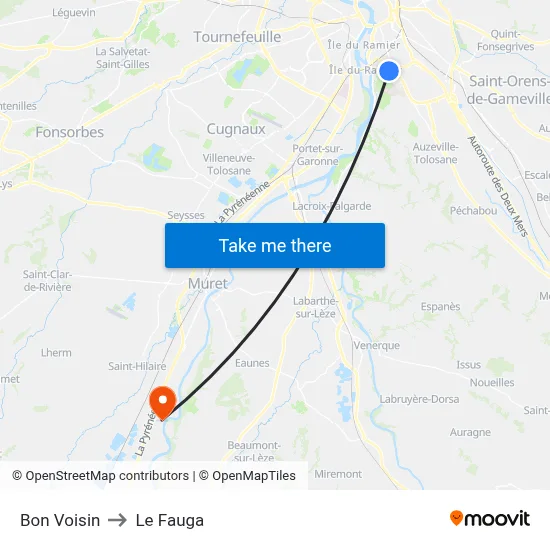 Bon Voisin to Le Fauga map