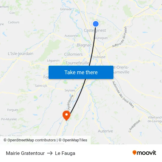 Mairie Gratentour to Le Fauga map