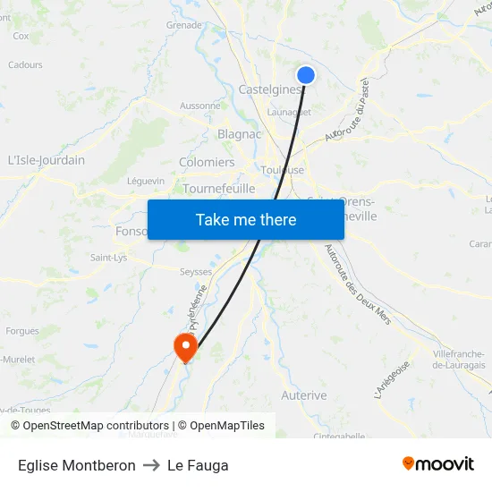 Eglise Montberon to Le Fauga map
