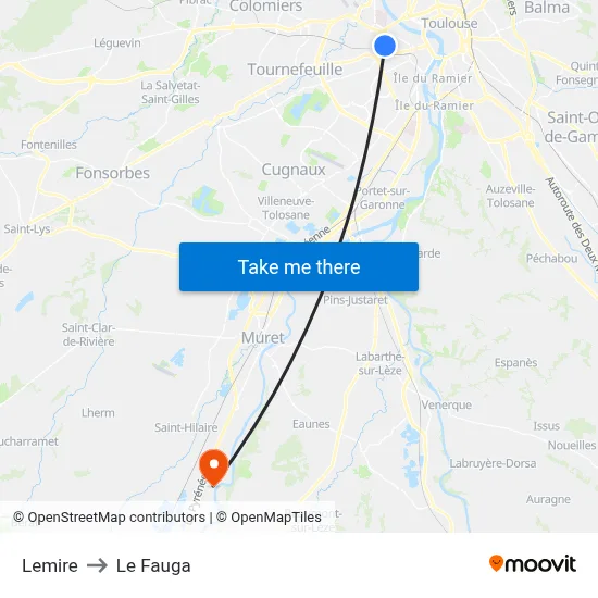 Lemire to Le Fauga map