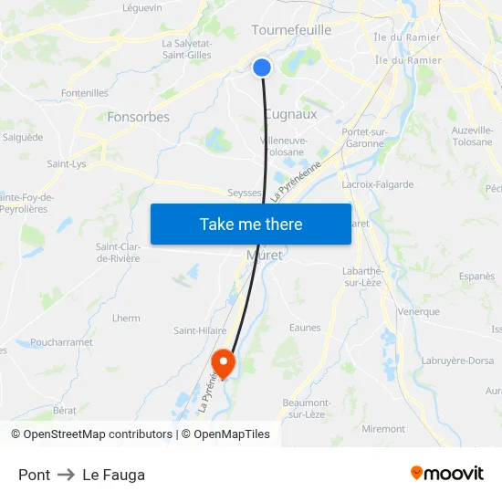 Pont to Le Fauga map