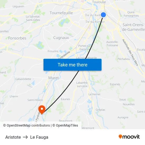 Aristote to Le Fauga map