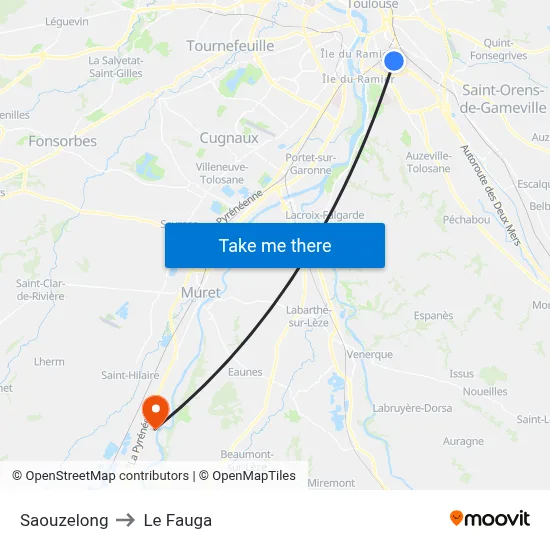 Saouzelong to Le Fauga map