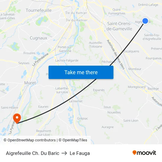 Aigrefeuille Ch. Du Baric to Le Fauga map