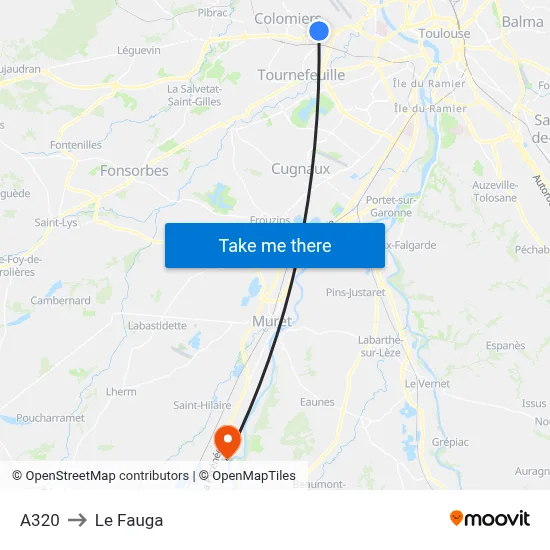 A320 to Le Fauga map