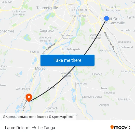 Laure Delerot to Le Fauga map