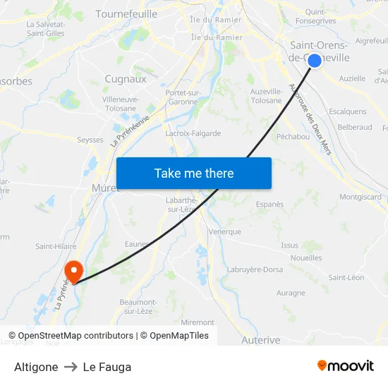 Altigone to Le Fauga map