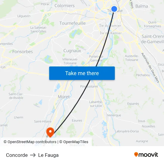 Concorde to Le Fauga map