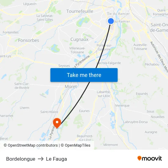 Bordelongue to Le Fauga map