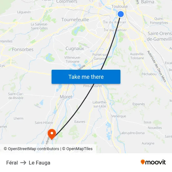 Féral to Le Fauga map