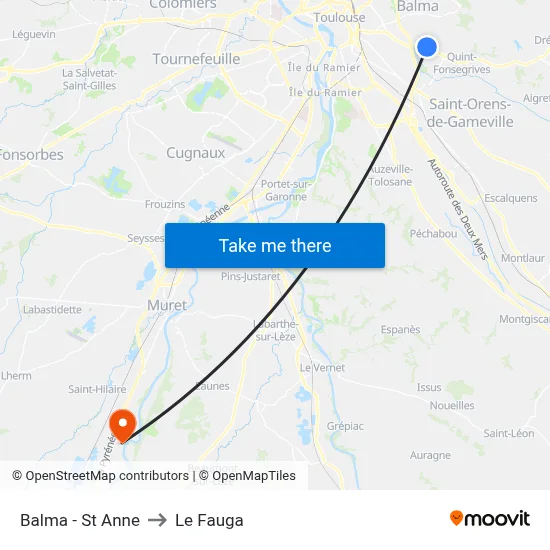 Balma - St Anne to Le Fauga map