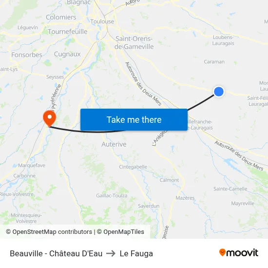 Beauville - Château D'Eau to Le Fauga map