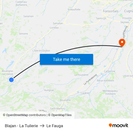 Blajan - La Tuilerie to Le Fauga map