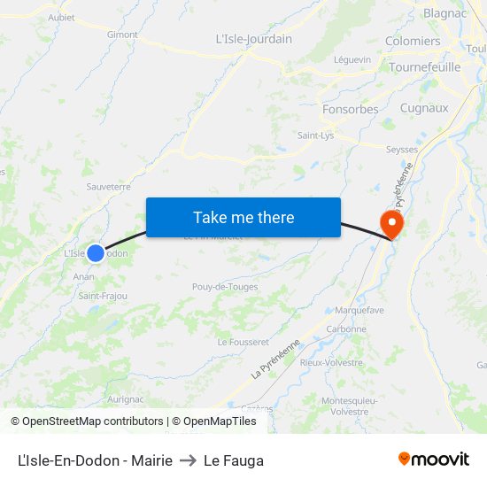 L'Isle-En-Dodon - Mairie to Le Fauga map