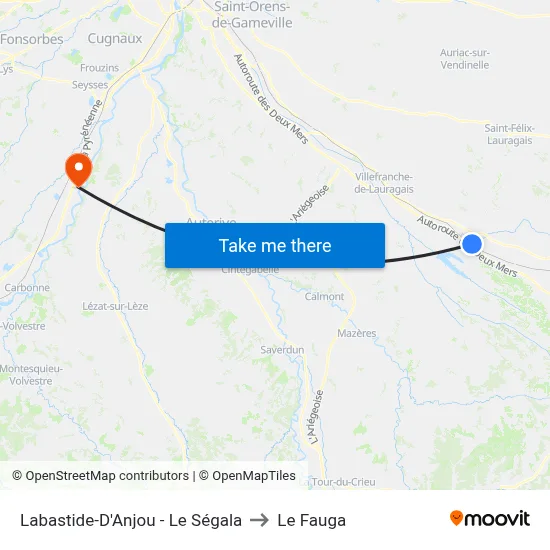 Labastide-D'Anjou - Le Ségala to Le Fauga map