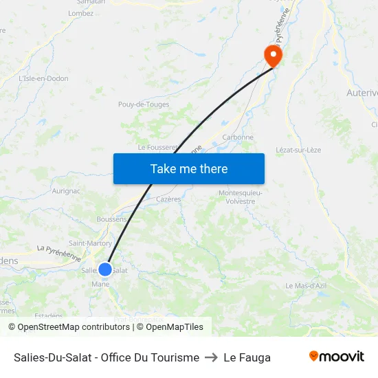 Salies-Du-Salat - Office Du Tourisme to Le Fauga map