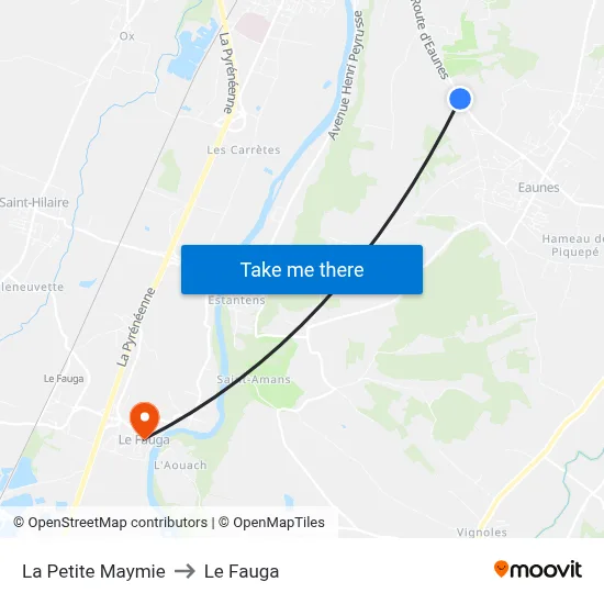 La Petite Maymie to Le Fauga map