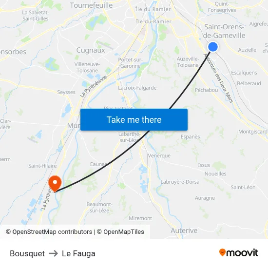 Bousquet to Le Fauga map