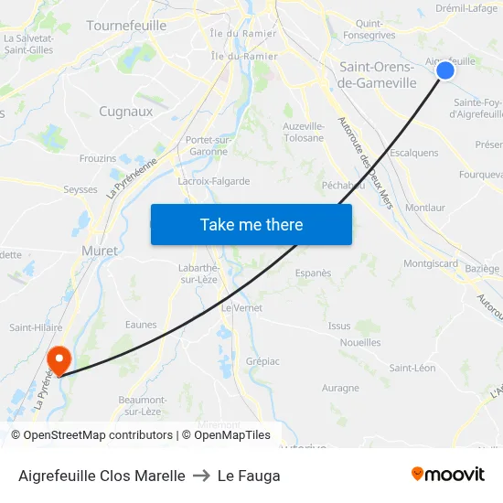 Aigrefeuille Clos Marelle to Le Fauga map