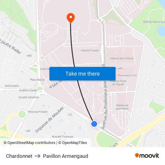 Chardonnet to Pavillon Armengaud map