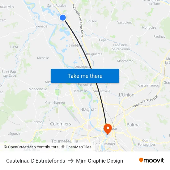 Castelnau-D'Estrétefonds to Mjm Graphic Design map