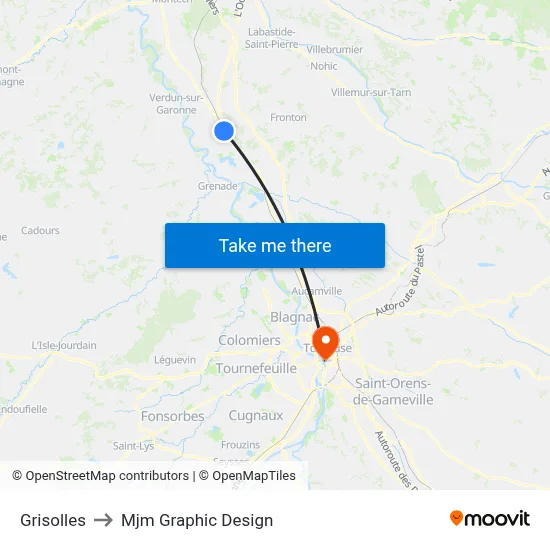 Grisolles to Mjm Graphic Design map