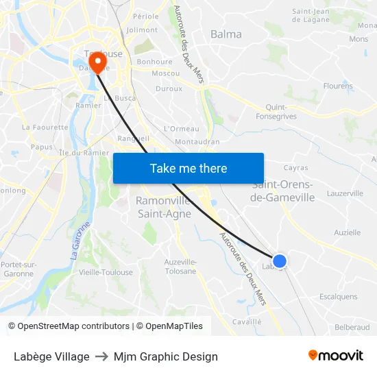 Labège Village to Mjm Graphic Design map