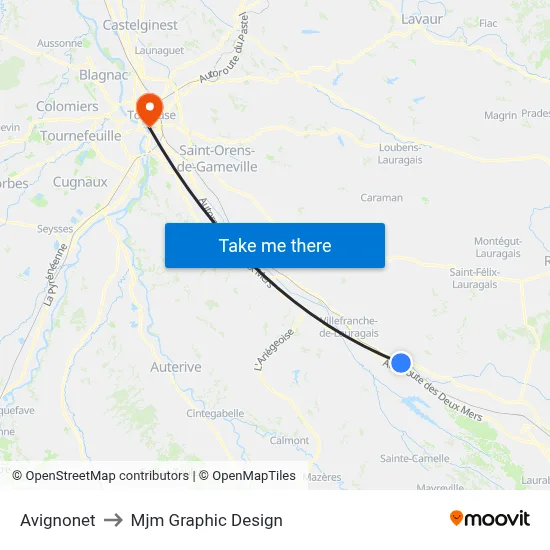 Avignonet to Mjm Graphic Design map