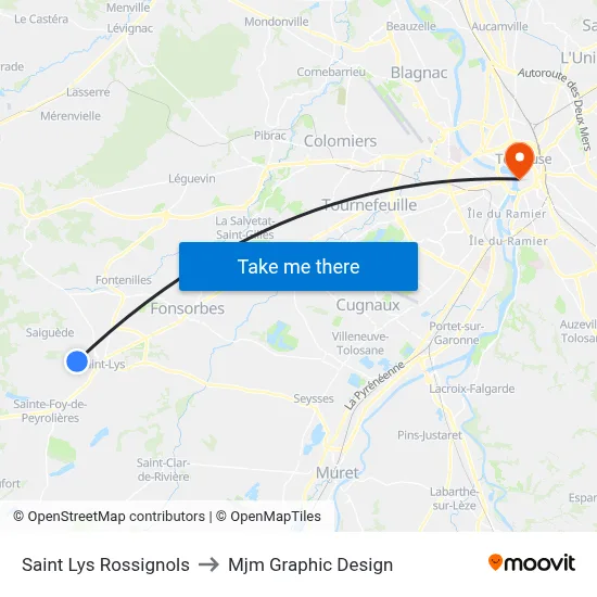 Saint Lys Rossignols to Mjm Graphic Design map