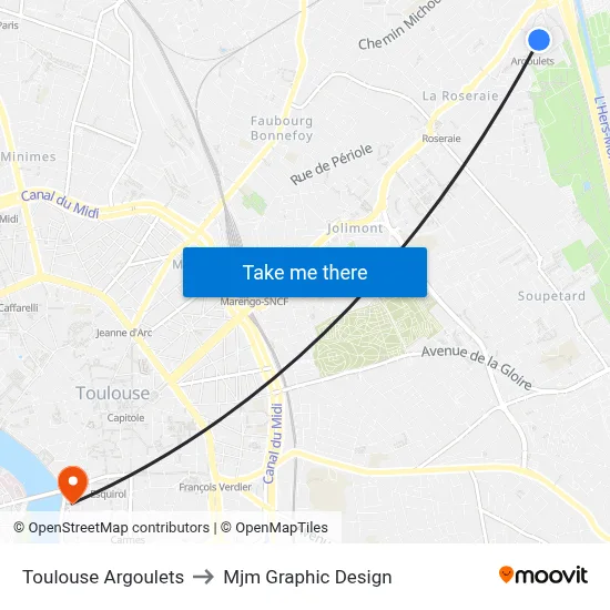 Toulouse Argoulets to Mjm Graphic Design map
