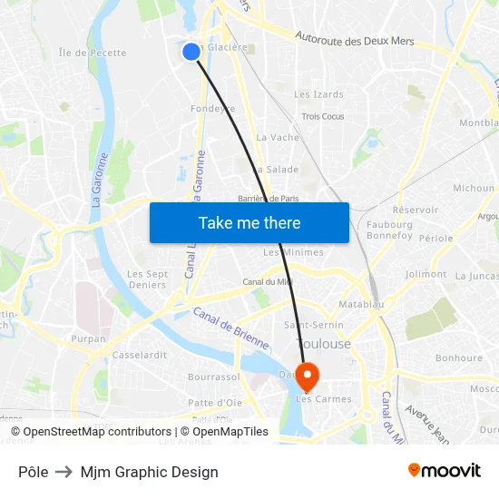 Pôle to Mjm Graphic Design map
