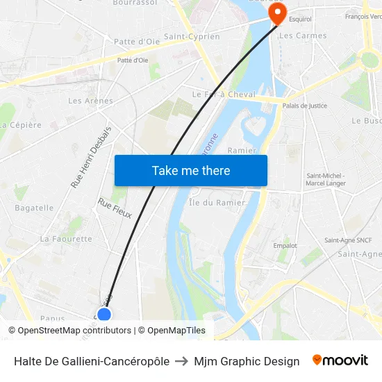 Halte De Gallieni-Cancéropôle to Mjm Graphic Design map