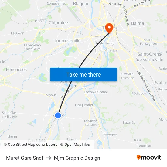 Muret Gare Sncf to Mjm Graphic Design map