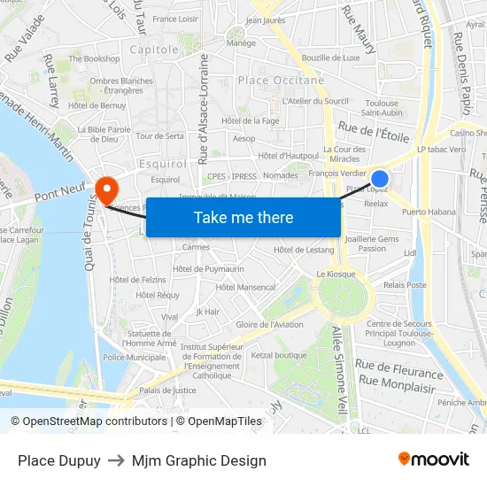 Place Dupuy to Mjm Graphic Design map