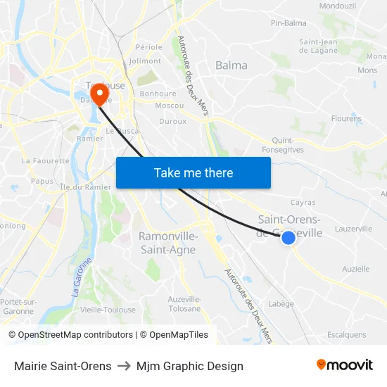 Mairie Saint-Orens to Mjm Graphic Design map